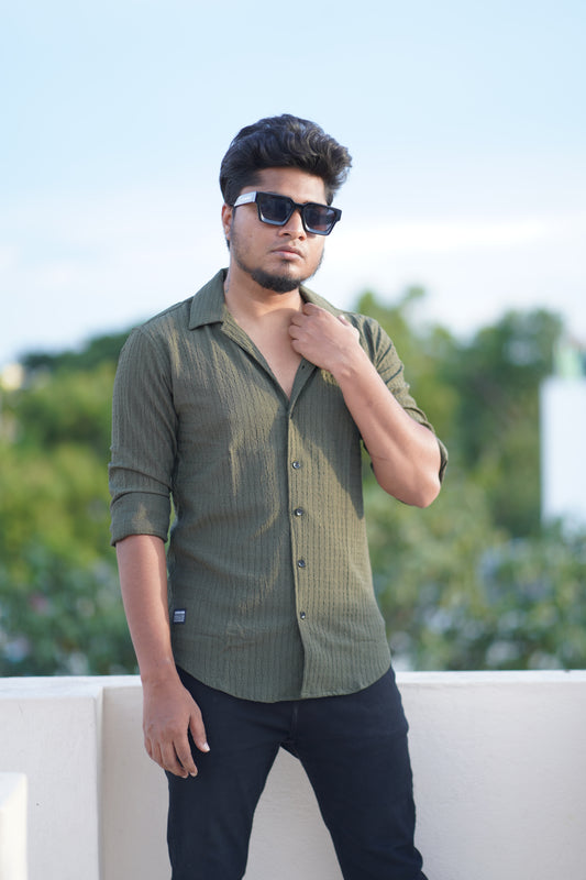 Forest Green Jacquard Shirt