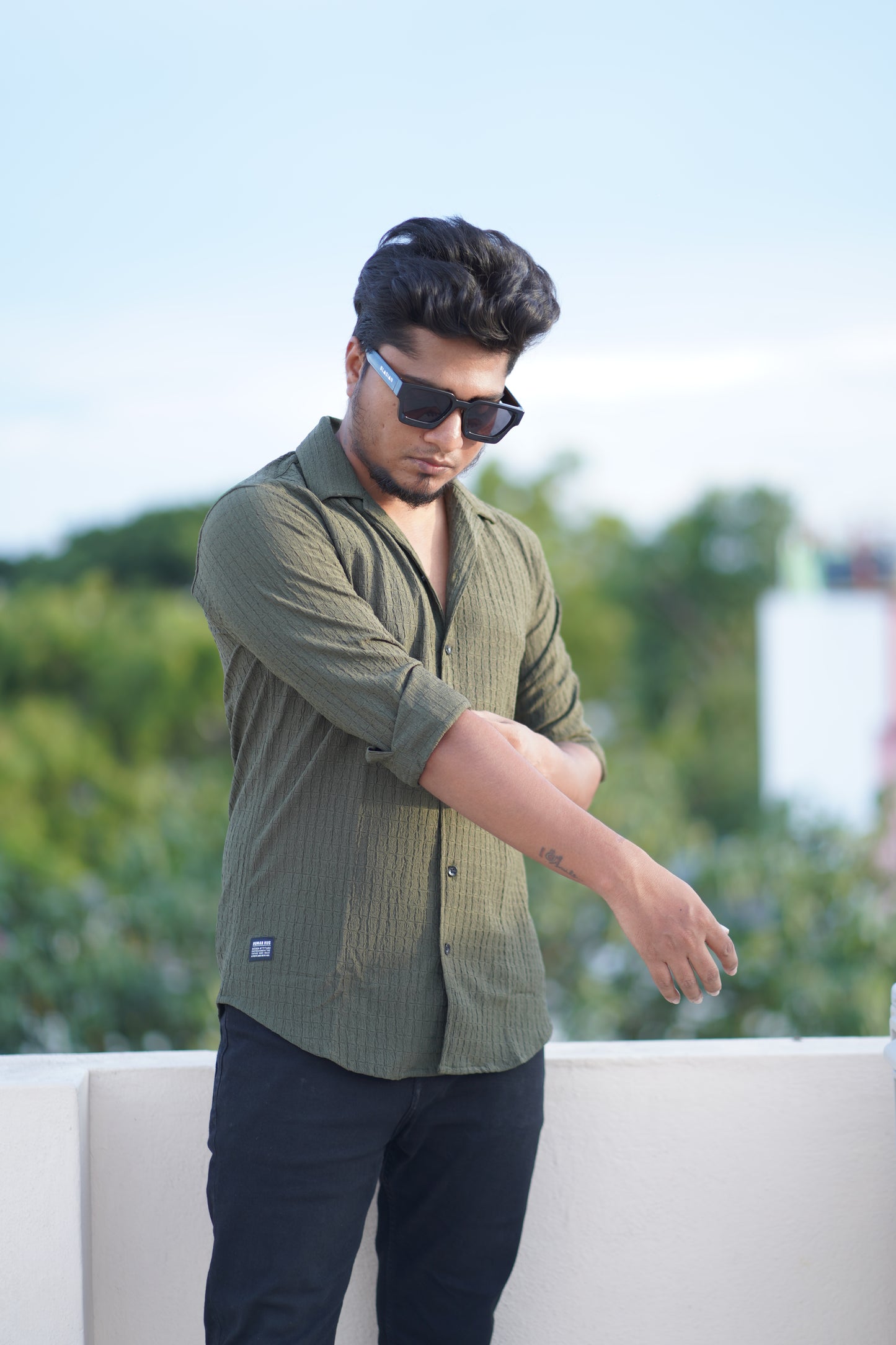 Forest Green Jacquard Shirt