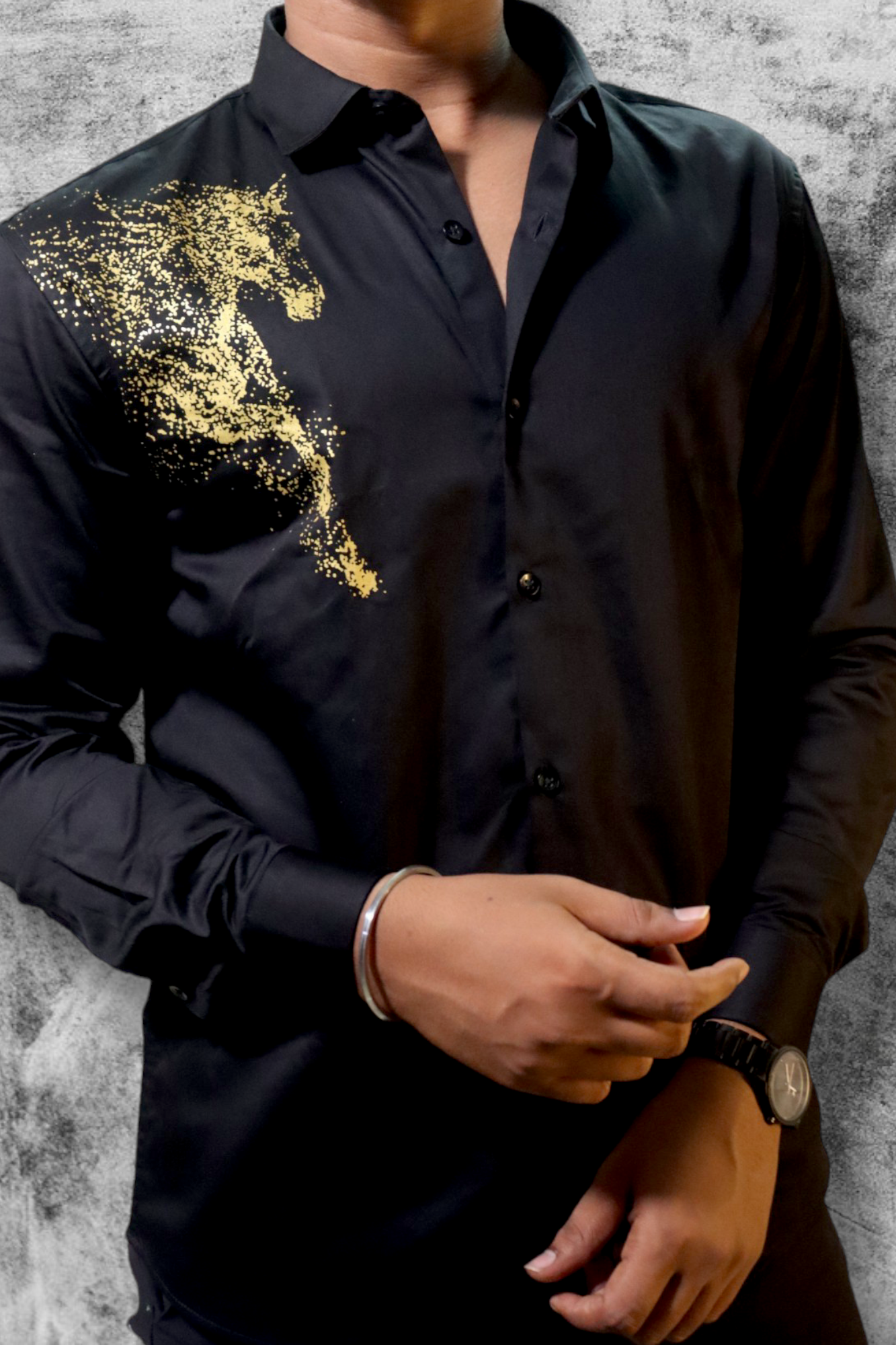 Luxury Horse Jet Black Satin Shirt