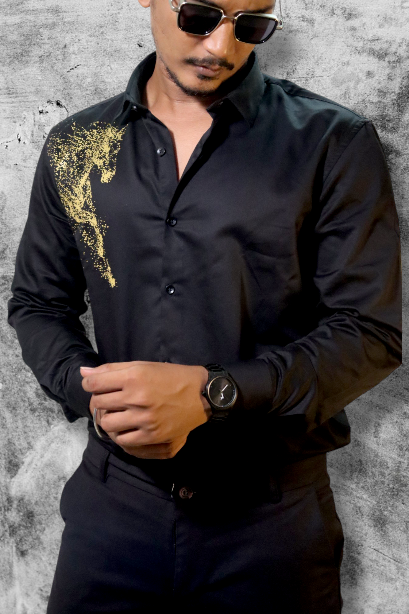 Luxury Horse Jet Black Satin Shirt